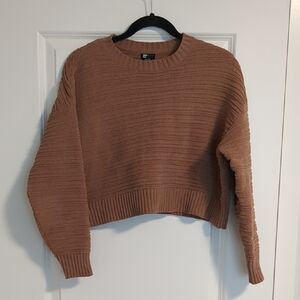 Billabong Textured Brown Cropped Crew Neck Sweater